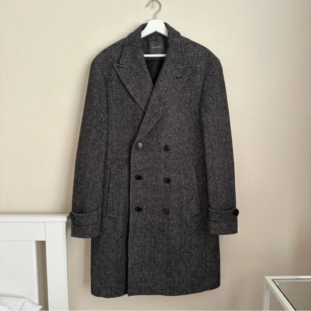 Primark wool blend coat in Grey Herringbone  Medium
